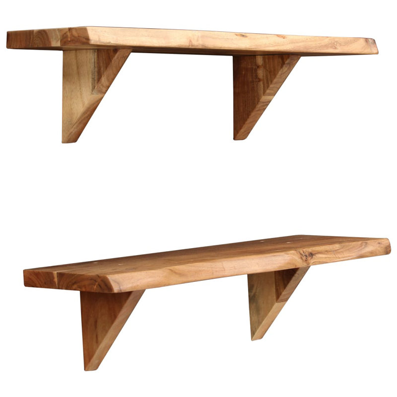 Union Rustic Thomasson 2 Piece Acacia Solid Wood Floating Shelf